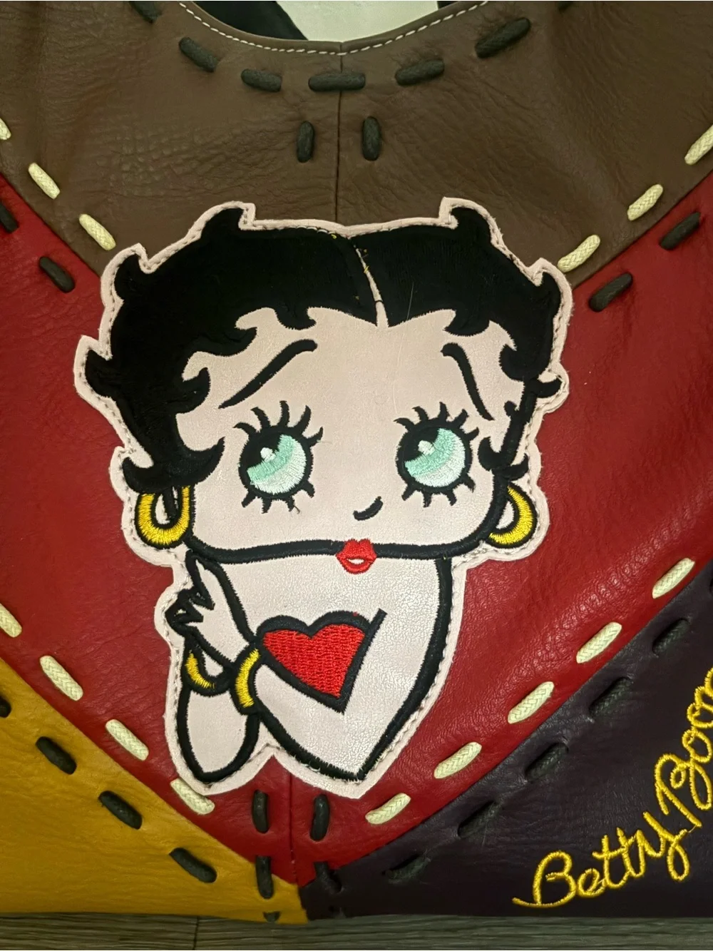 Betty Boop Y2K Multicolor Leather Hobo Bag Slouchy Large